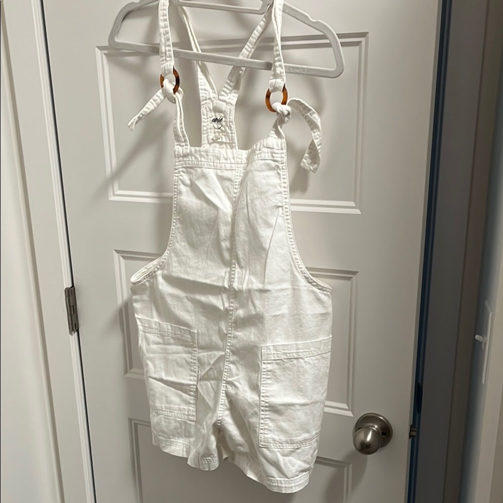 Aerie White Overalls with Ring Detail